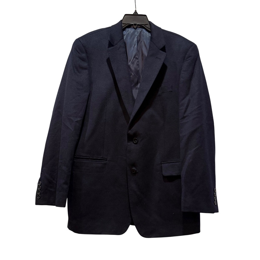Nautica Mens Navy Blue Two Button Wool, Silk, Cashmere Blazer Sport Coat 40R